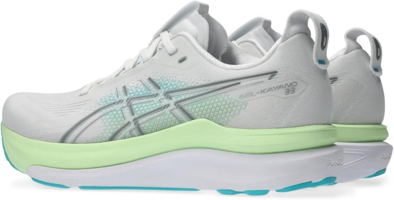 ASICS, Men’s, Gel-Kayano 33, White/Energy Aqua, 12, Wide – White/Energy Aqua – 1