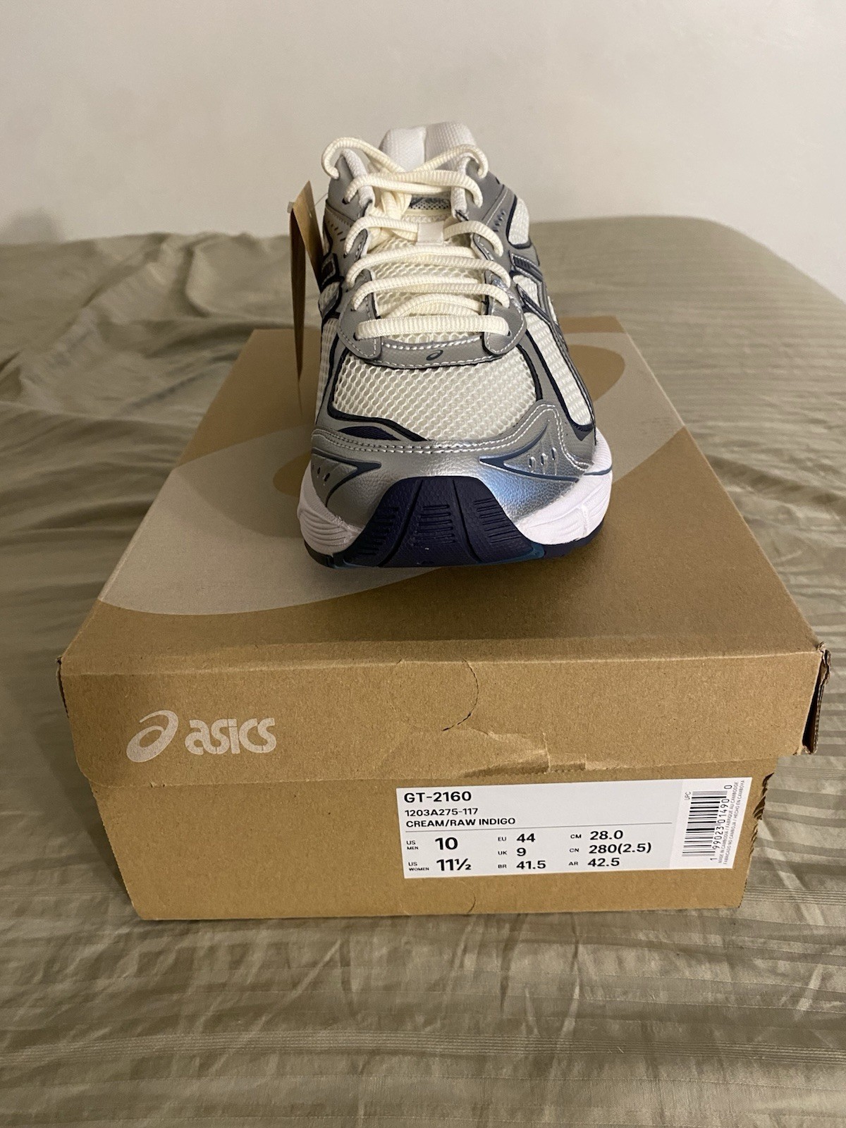 Asics Gel-2160 Cream/Raw Indigo Blue Mesh Running Sneakers Men’s SIZE 10