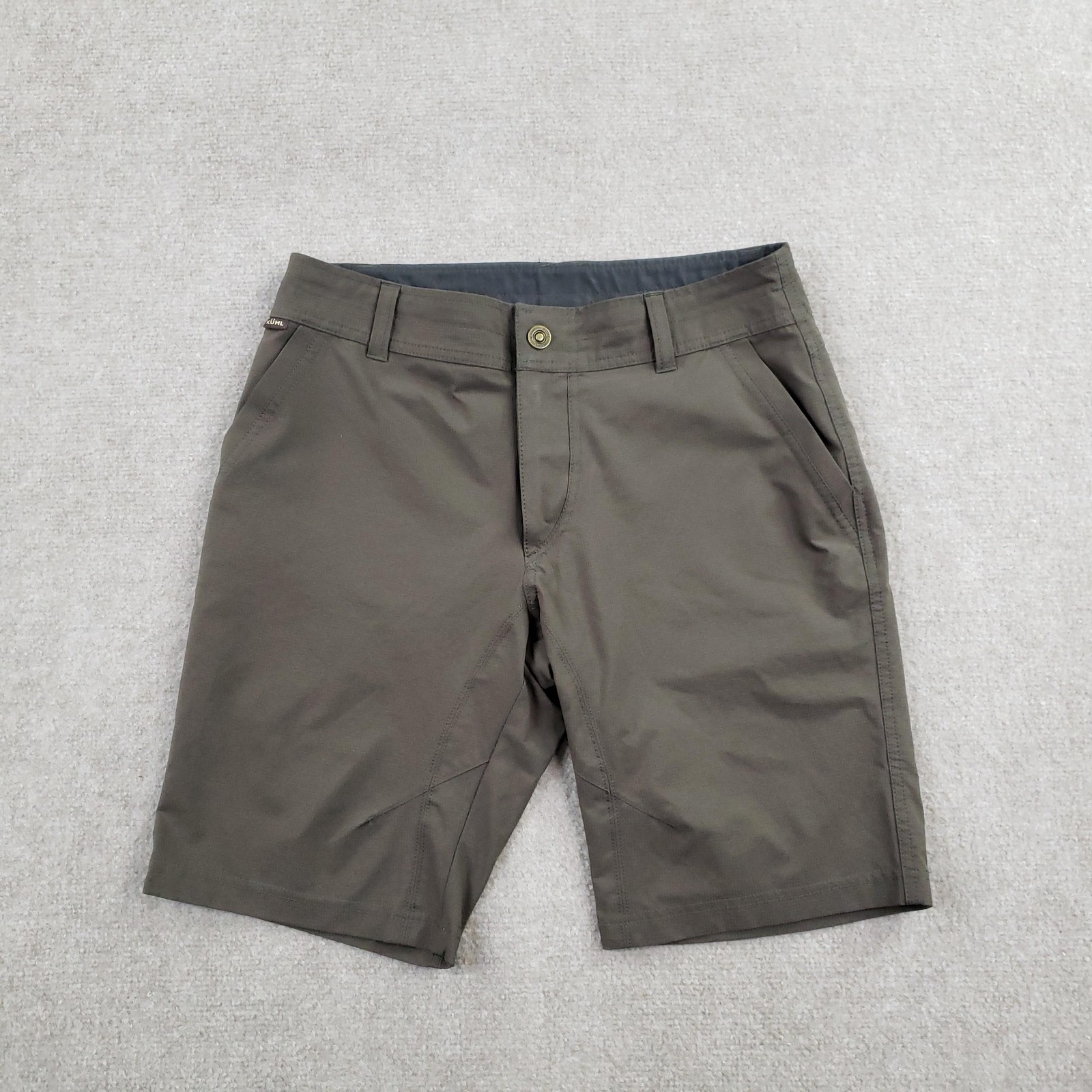 Kuhl Shorts Mens 31 Brown Polyester Pockets 9 In Inseam Hiking Casual Flat Front