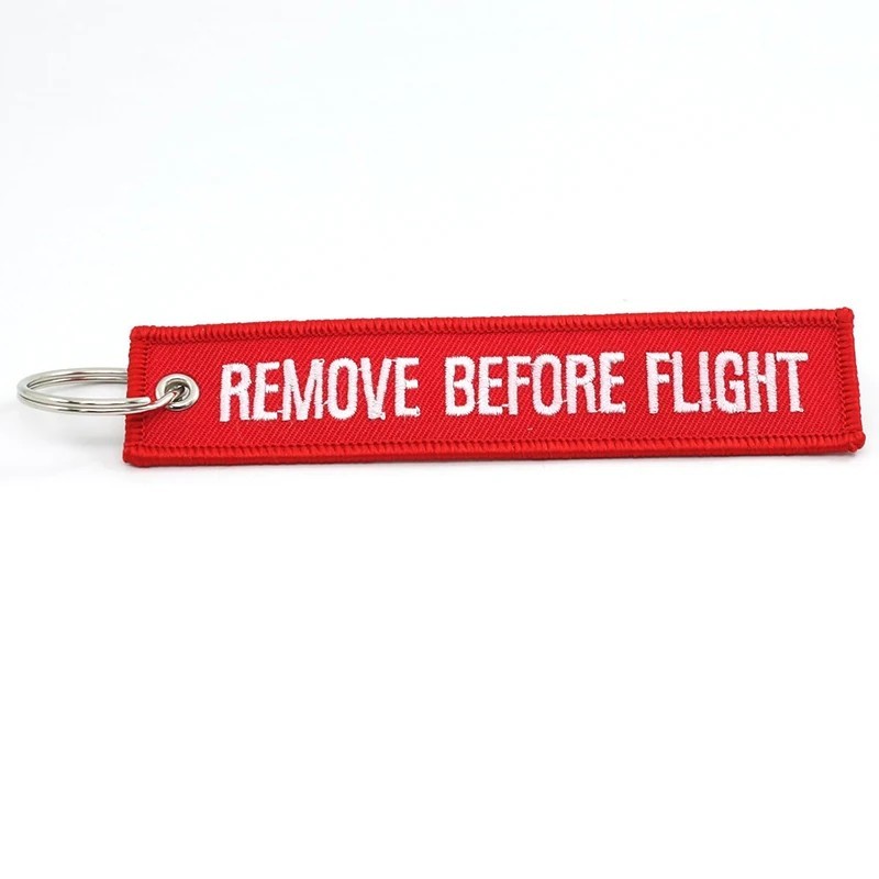 5pcs Remove Before Flight Keychain Embroidered Jet Tag