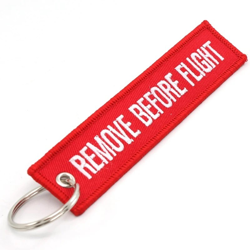 5pcs Remove Before Flight Keychain Embroidered Jet Tag