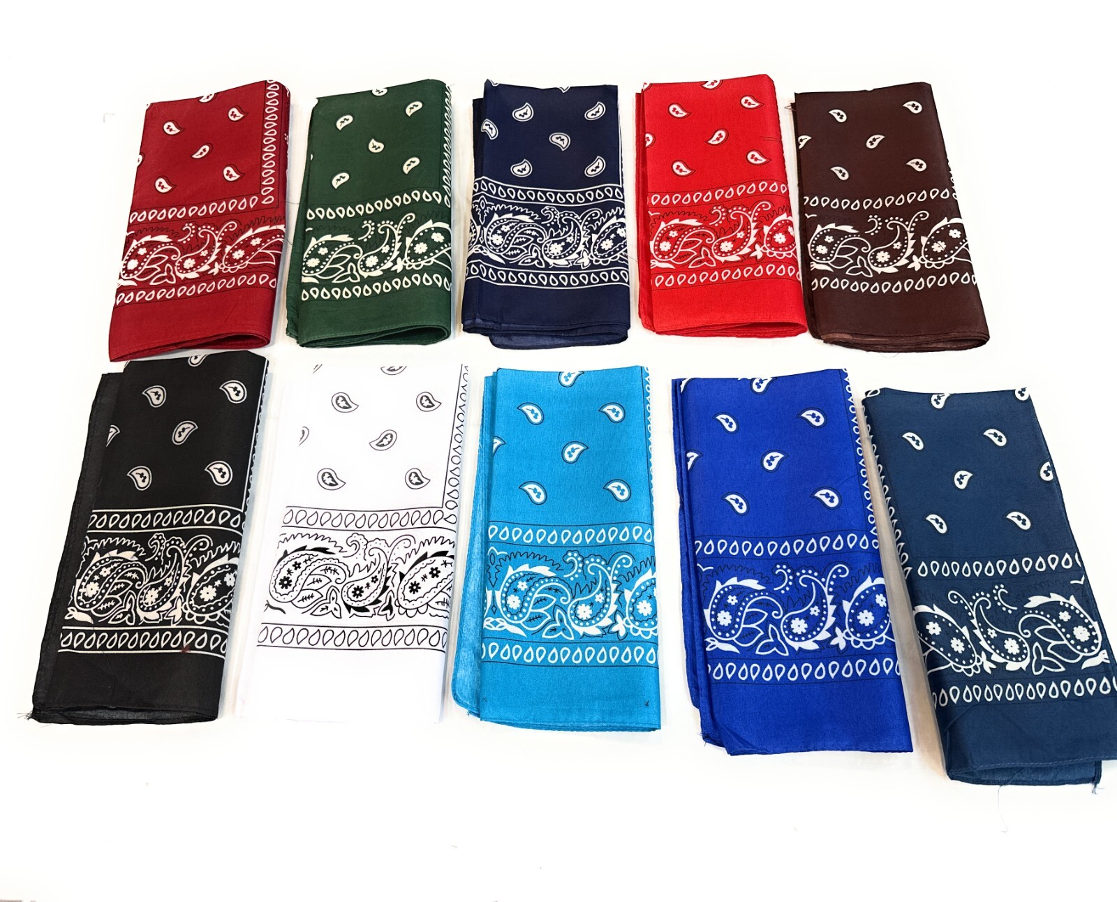 10 Pack Bandanas Paisley Print Cowboy Bandana Handkerchiefs Assorted Colors