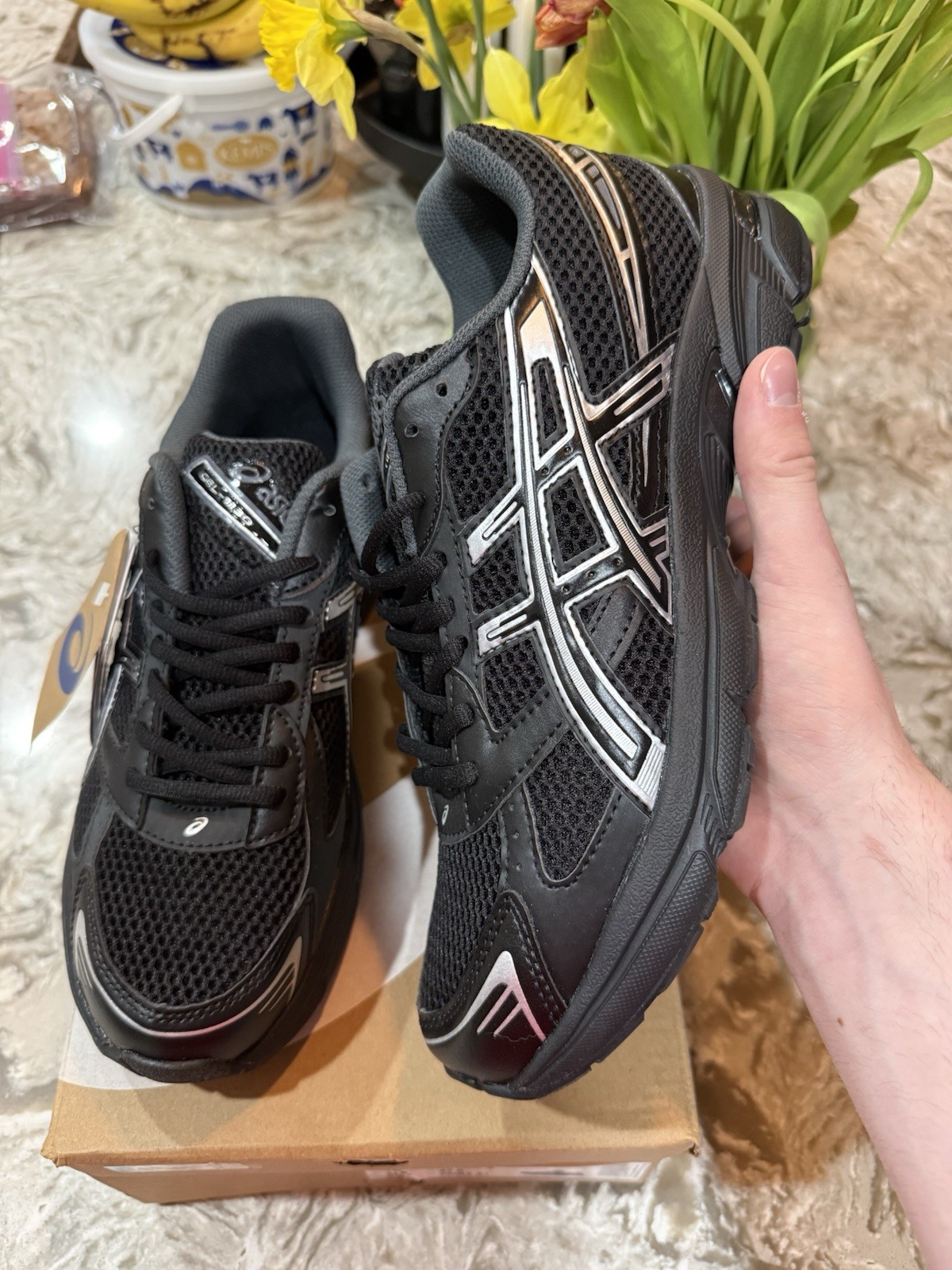 ASICS GEL-1130 Men’s Low Top Mesh Lace-Up Sneakers Black/Pure Silver 2023