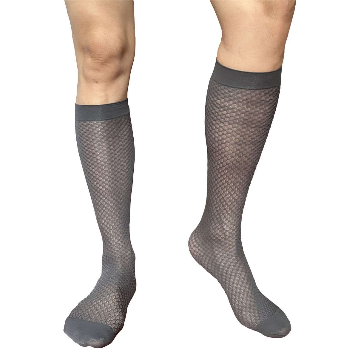 1/2/3 Pairs Mens Ultra Thin Dress Socks Silk Sheer Business Socks