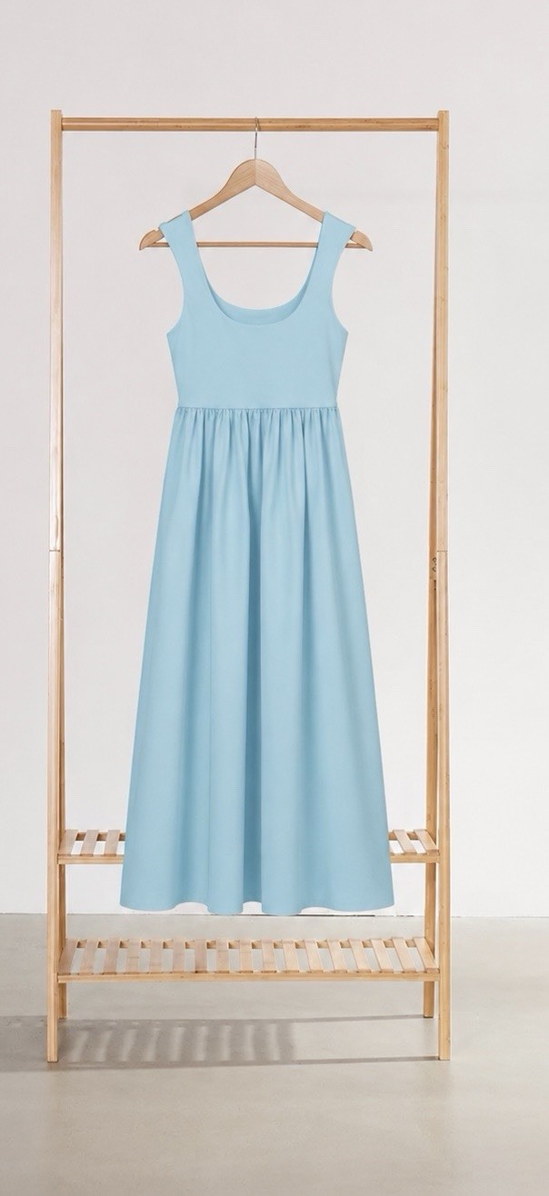 Cynthia Rowley Blue Scoop Neck Sleeveless Pleated Satin A-Line Midi Dress XS