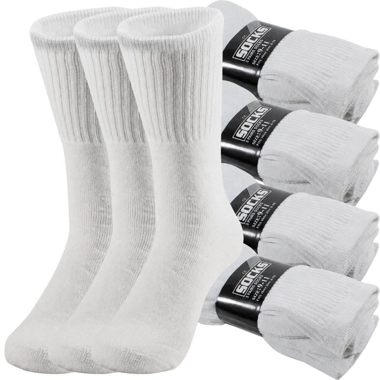 3-12 Pairs Men’ Solid Sports Athletic Work Plain Crew Socks Size 9-11 10-13