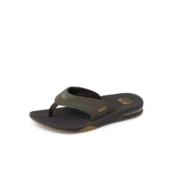 Reef Fanning Mens Flip Flops Olive Brown Bottle Opener Sandals Heel Airbag, 12