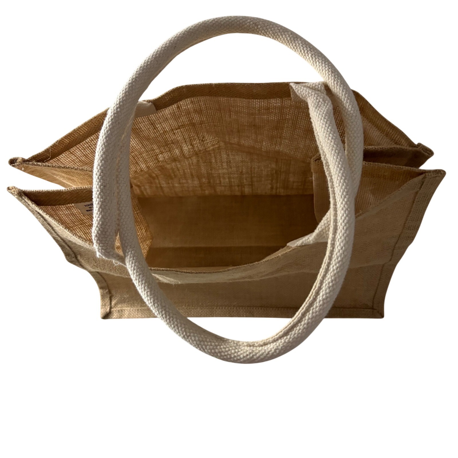 Natural Jute Burlap Tote Bag Eco Friendly Shopper with Rope Handles Tan ECH22A0S