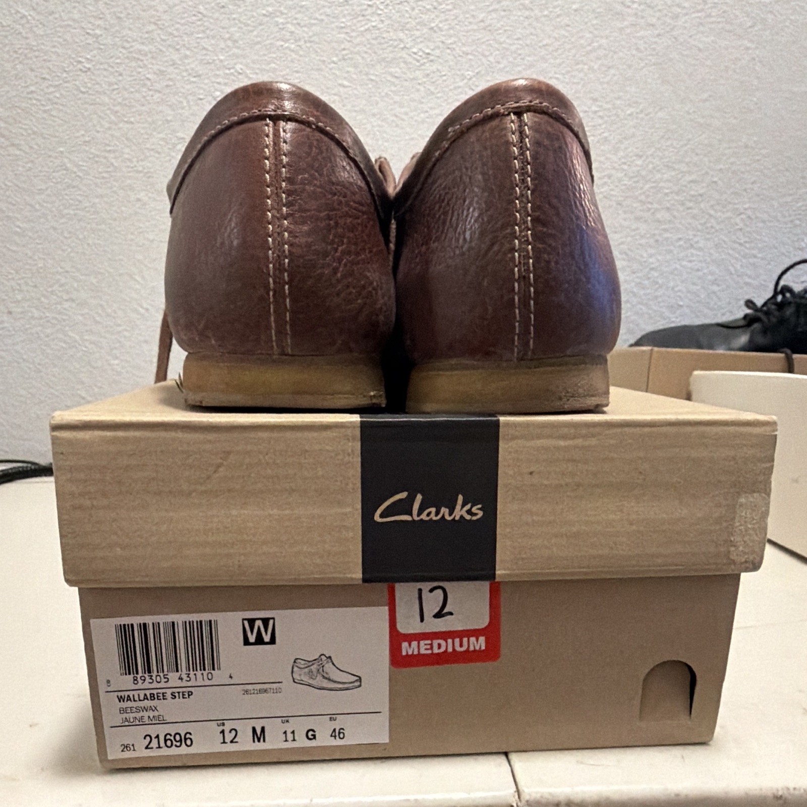 Clarks Wallabee Step Men’s Brown Synthetic Moc Toe Lace-Up Shoes US 12 M