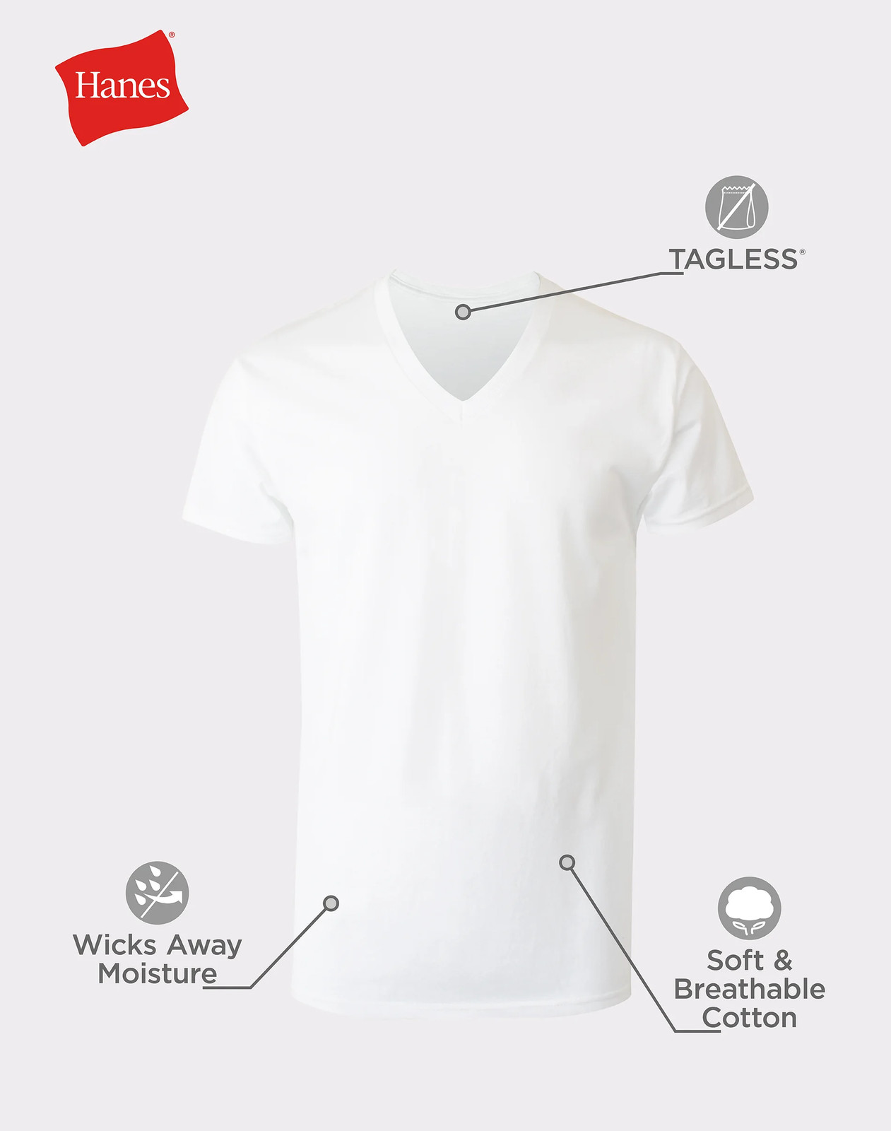 Hanes Men’s Undershirt 10-Pack ComfortSoft White V-Neck T-Shirt Tee Short Sleeve