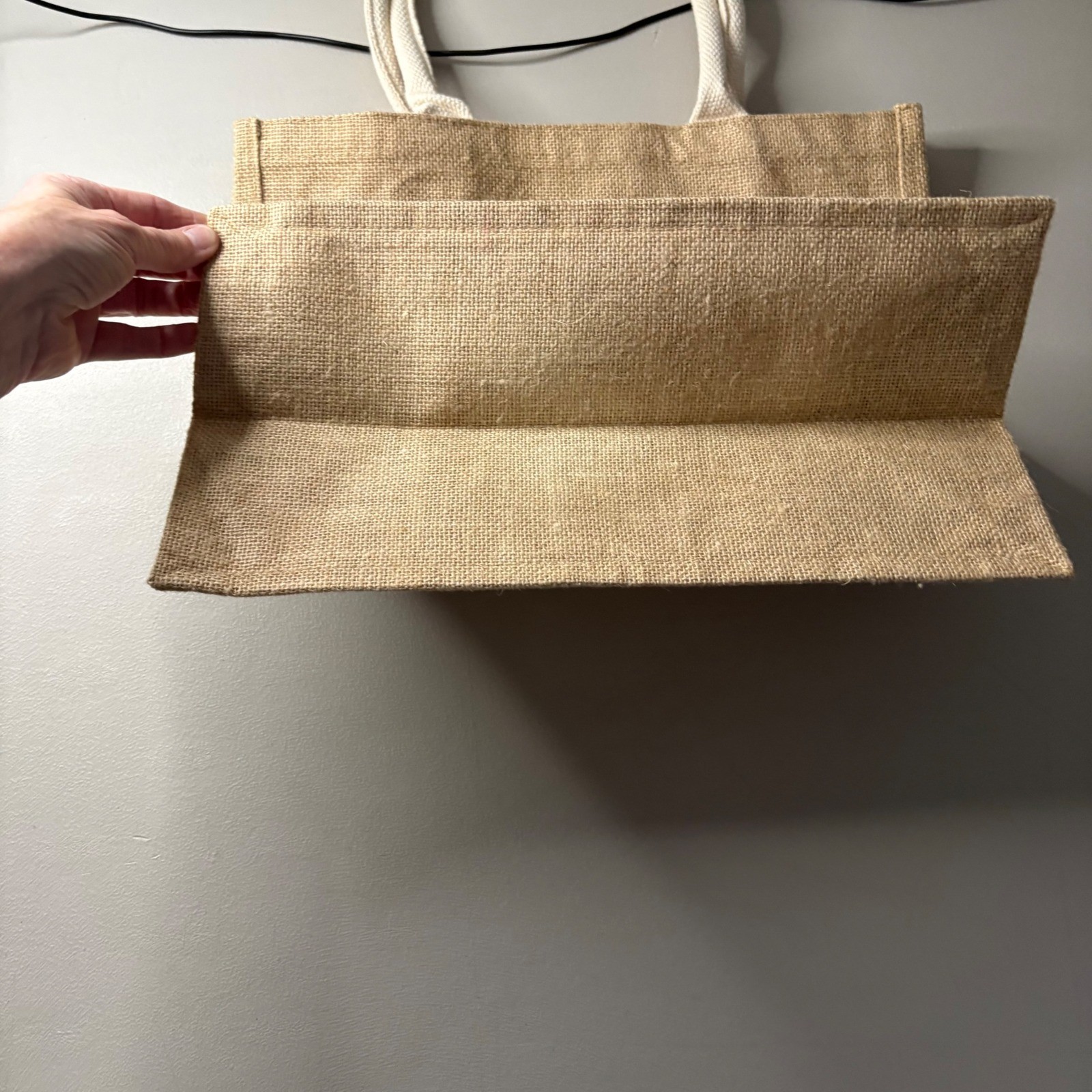 Natural Jute Burlap Tote Bag Eco Friendly Shopper with Rope Handles Tan ECH22A0S