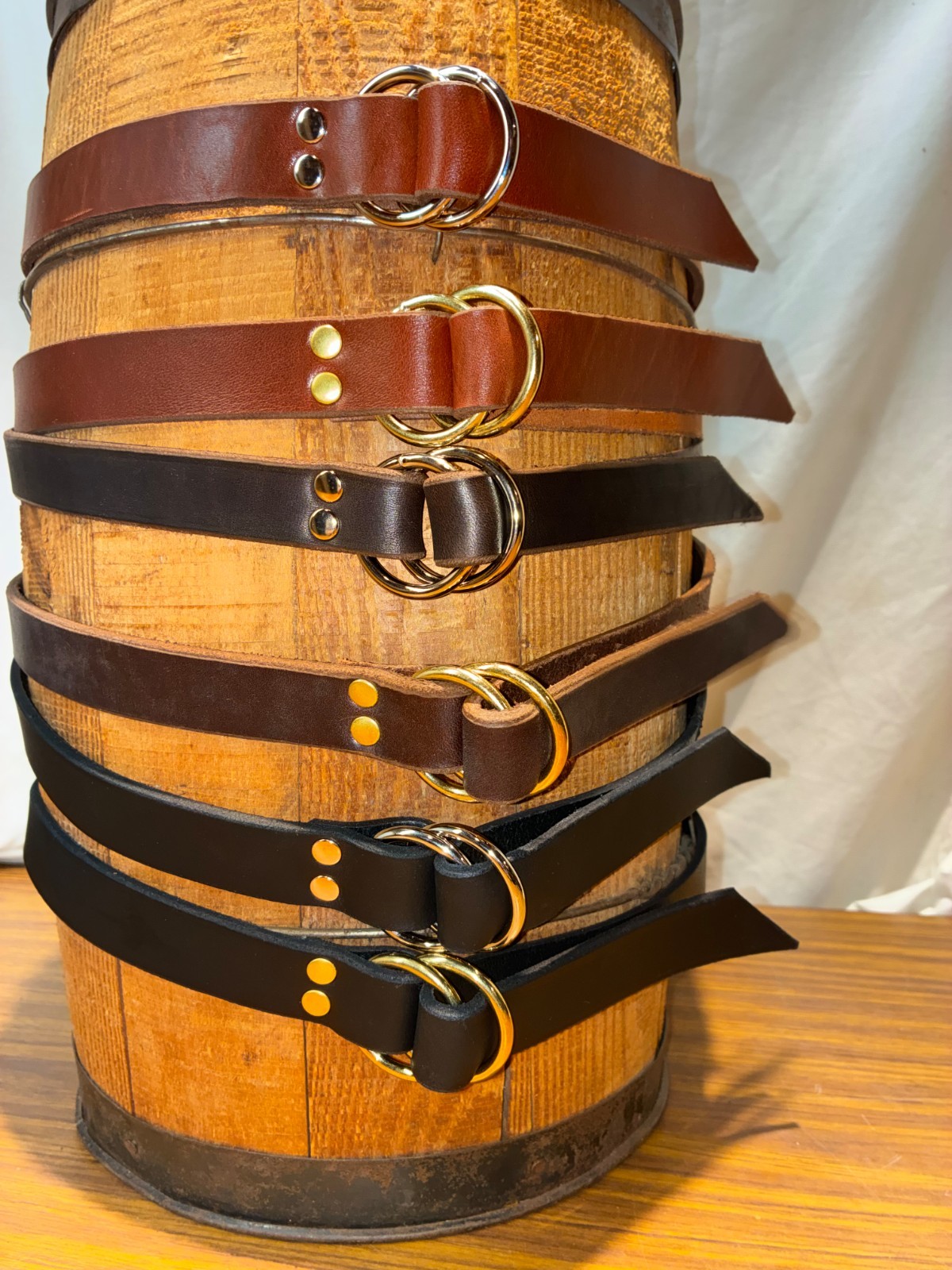 Handmade Double Ring Rugged Leather Belt Mens Womens 1″ inch *MEASURE YOUR SIZE*