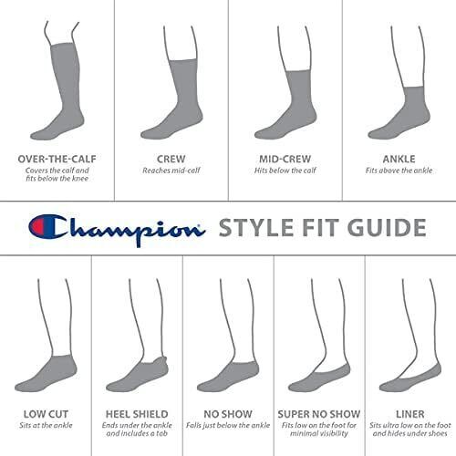 Champion® Men’s 6 Pairs ANKLE Socks ” DOUBLE DRY~ARCH SUPPORT~CUSHIONED ” NEW!!