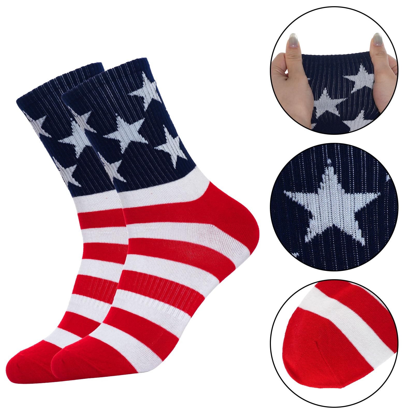 3 Pairs American Flag Socks Men Women USA Patriotic Stars Stripes Gift Set