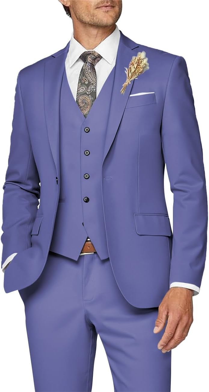3 Piece Slim Fit Suit for Men Formal Business Wedding Prom Tuxedo Set