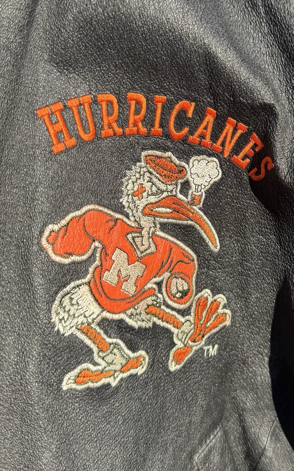 Vintage Miami Hurricanes Leather Bomber Jacket Size M