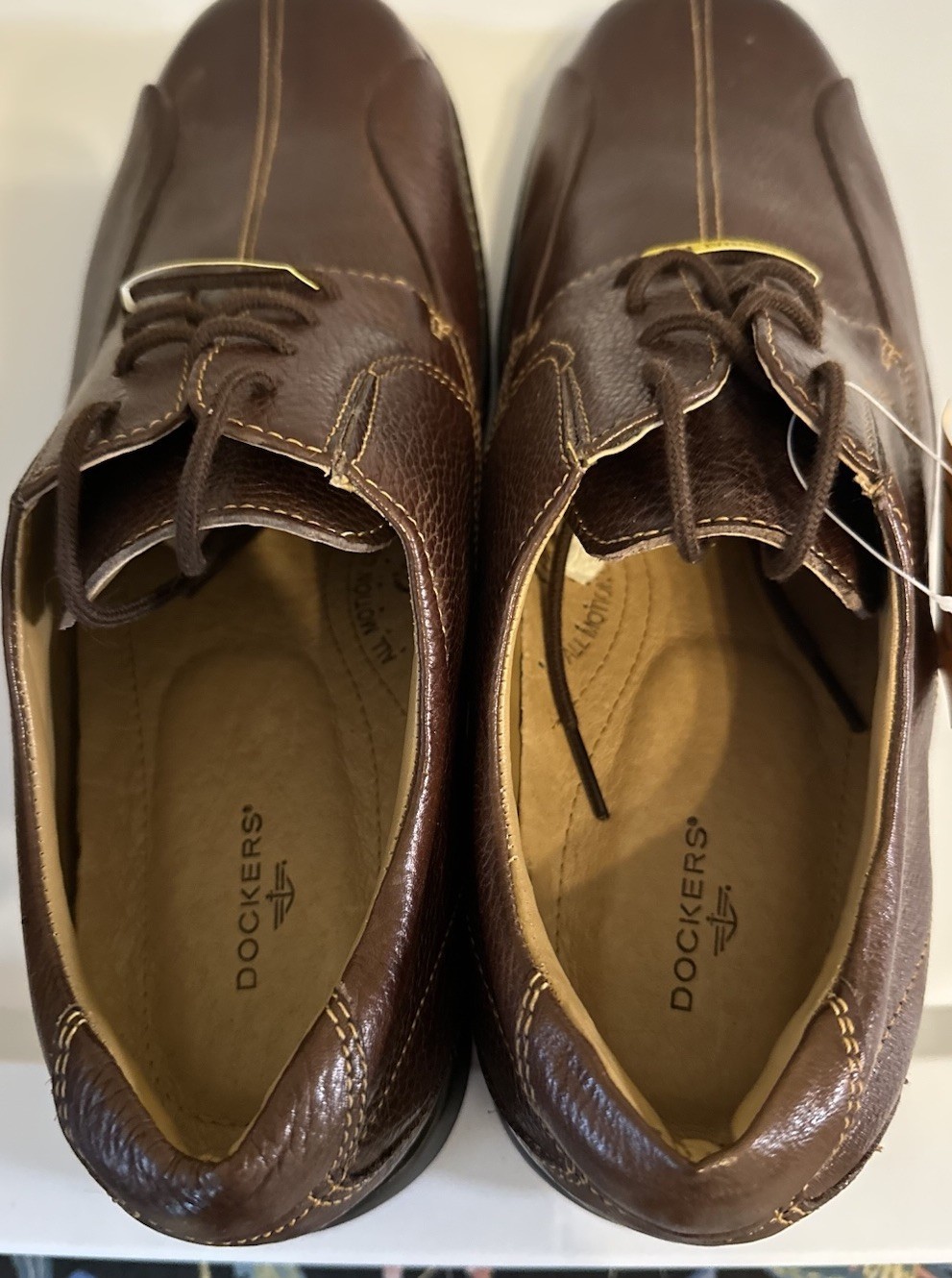 Dockers All Motions Men Brown Leather Shoes Lace Up Pro Style 12 New USA Seller