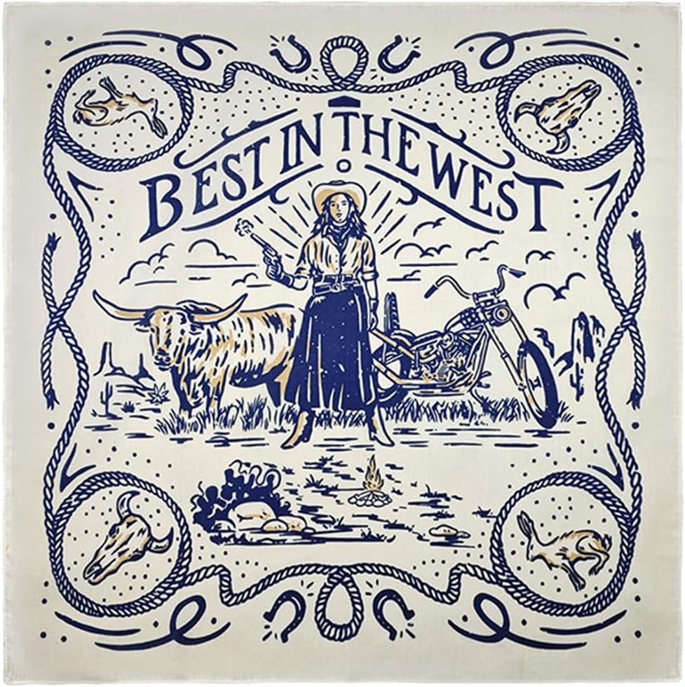 Bycc Bynn 4-Pack 100% Cotton Bandana Set, Vintage Graphic Print, 22×22 inches