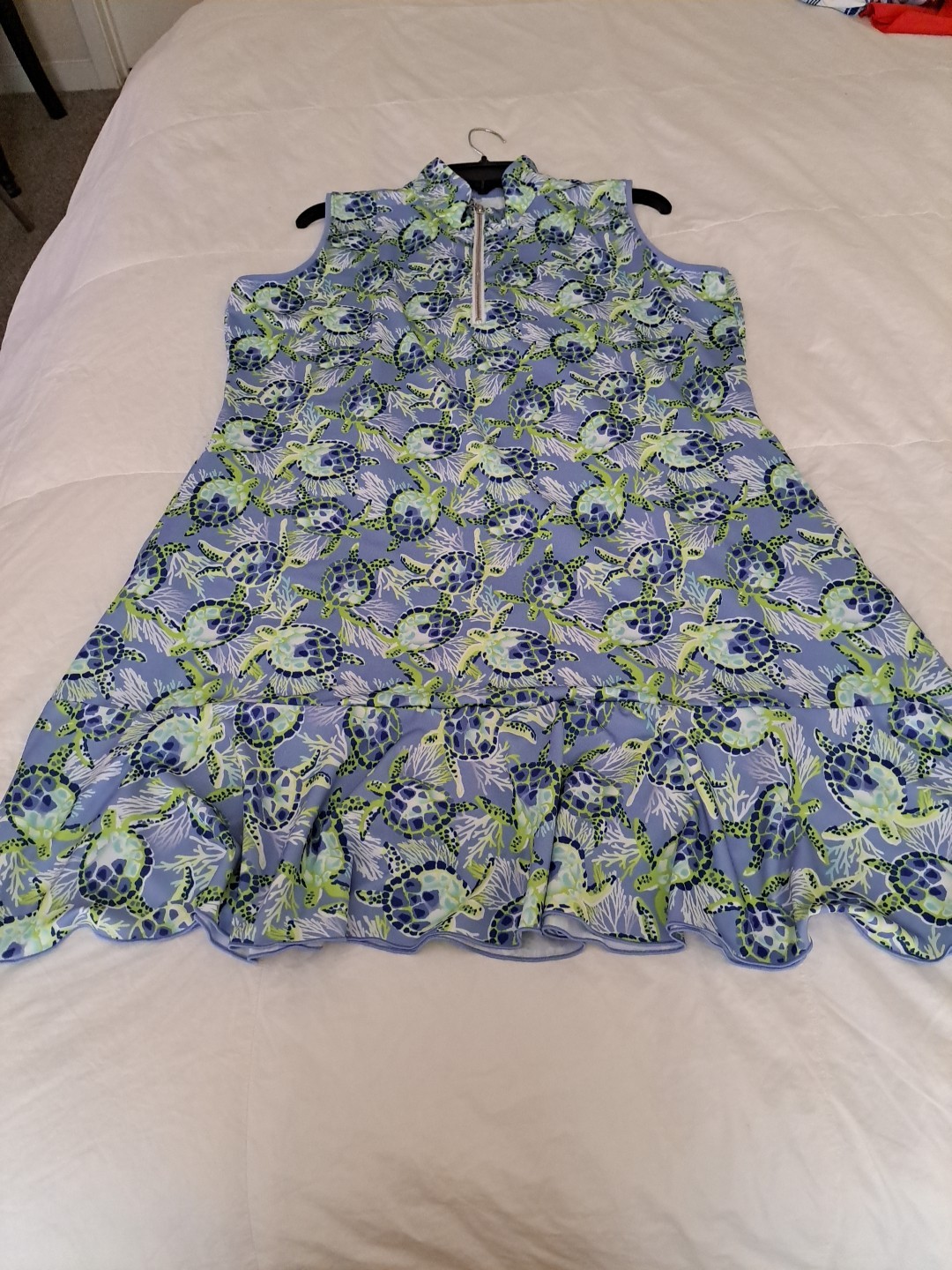 Ana Claire Lexi Dress Turtles XL Blue Green Excellent Condition Returns Accepted