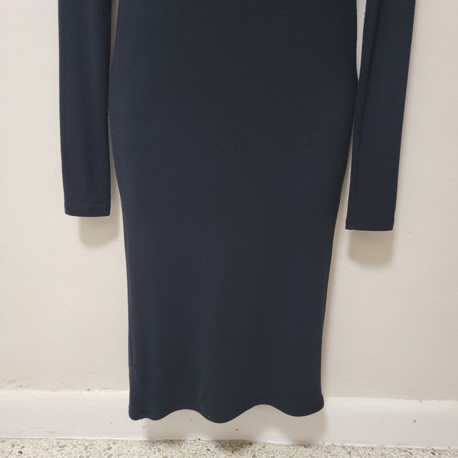 ATM Anthony Thomas Melillo Dress Black Ribbed Knit Bodycon Stretchy Sweater S
