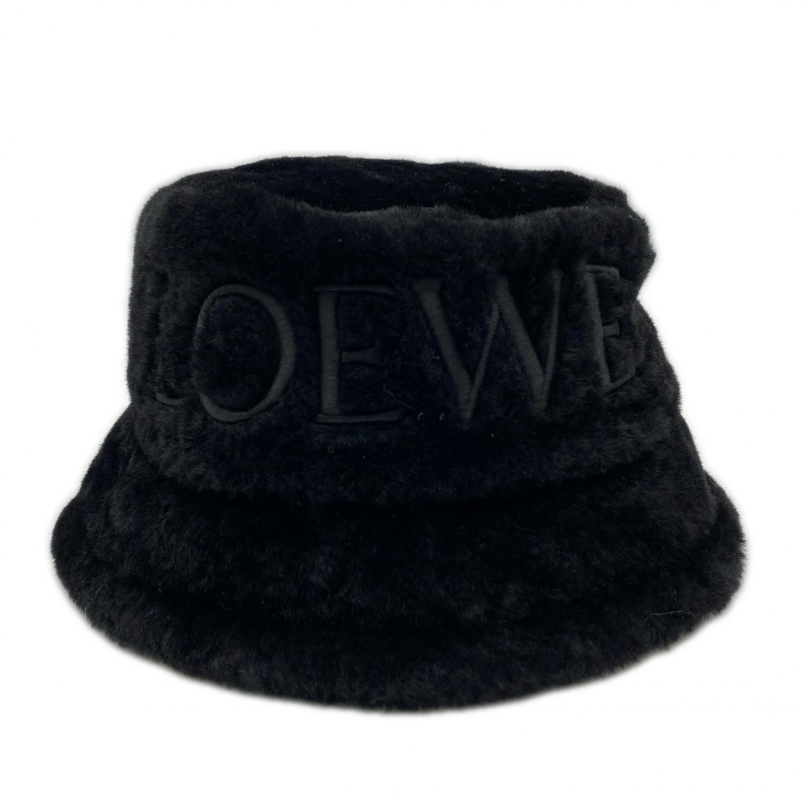 Loewe Women Hat Returns Accepted Within 3 Days Shearling Embroidered Logo Bucket