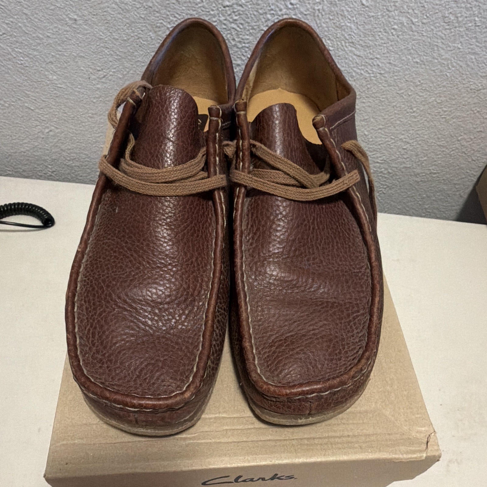 Clarks Wallabee Step Men’s Brown Synthetic Moc Toe Lace-Up Shoes US 12 M