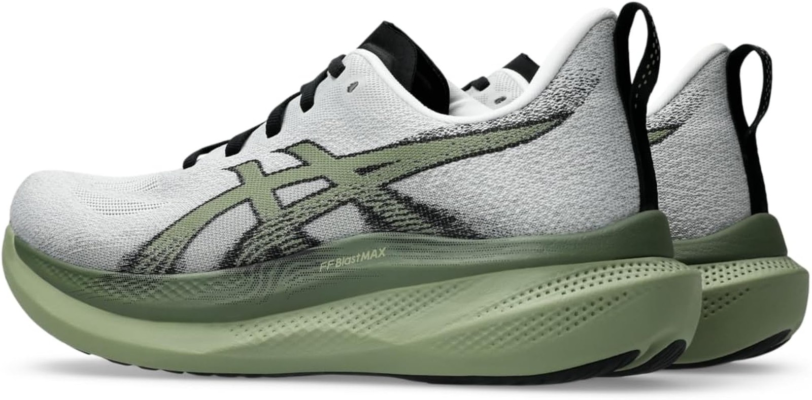 ASICS Men’s GLIDERIDE MAX 2 Running Shoes, 12.5, White/Moss – White/Moss – 12.5