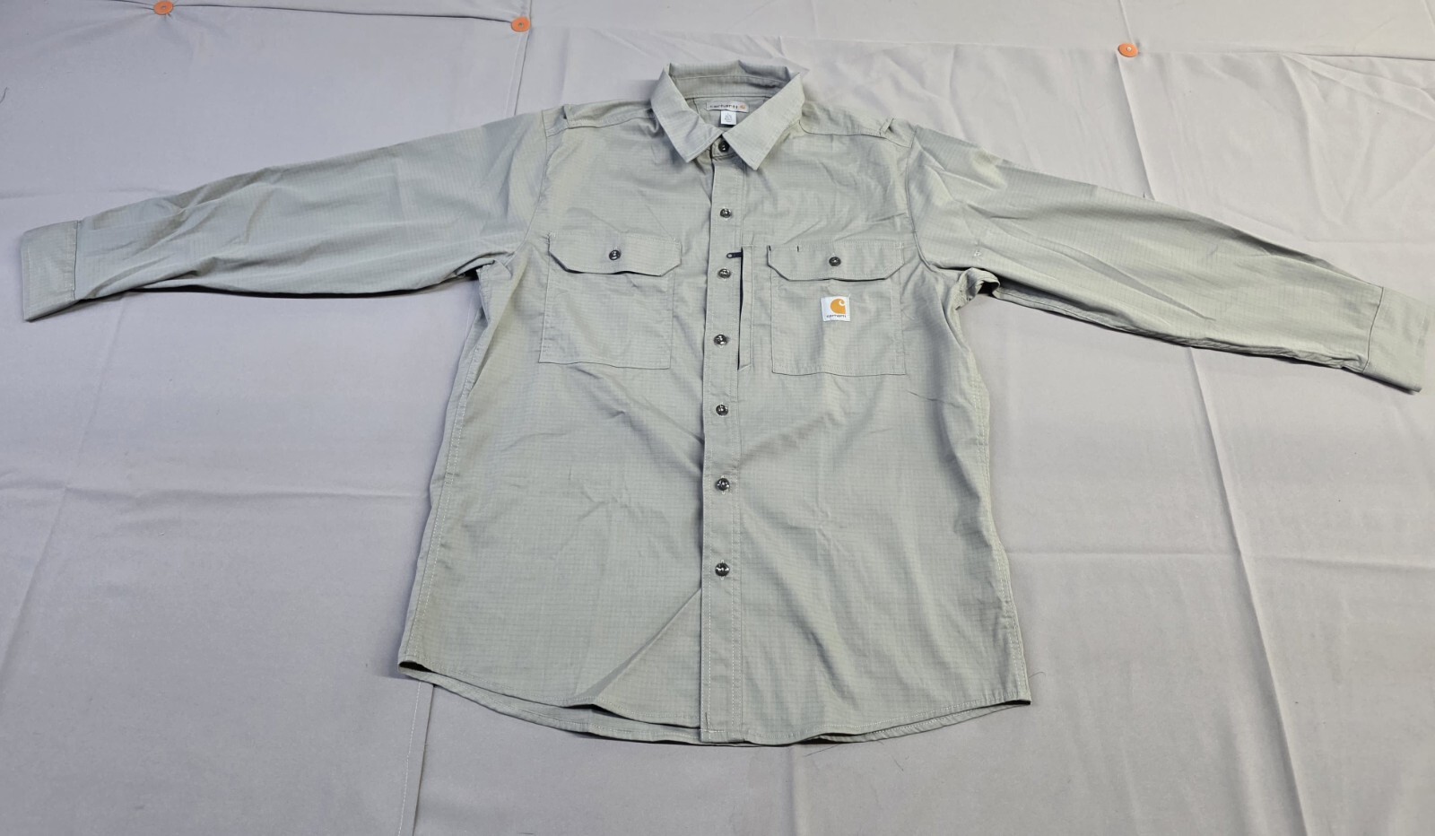 Carhartt Mens Long-Sleeve Button-Down Work Shirt, Gray