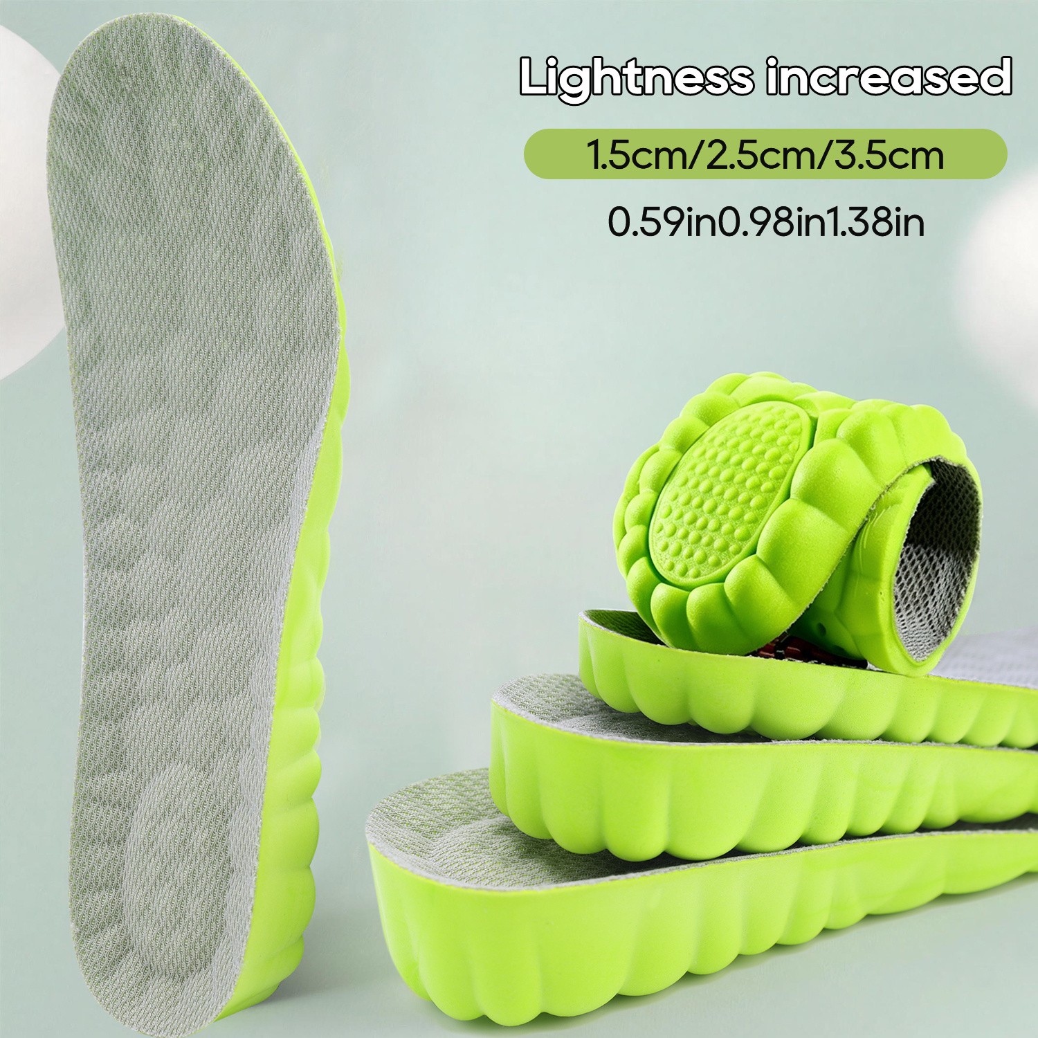 4D Cloud Height Increasing Insoles – Ultra Soft Elastic Comfort Shoe Pads US7-12