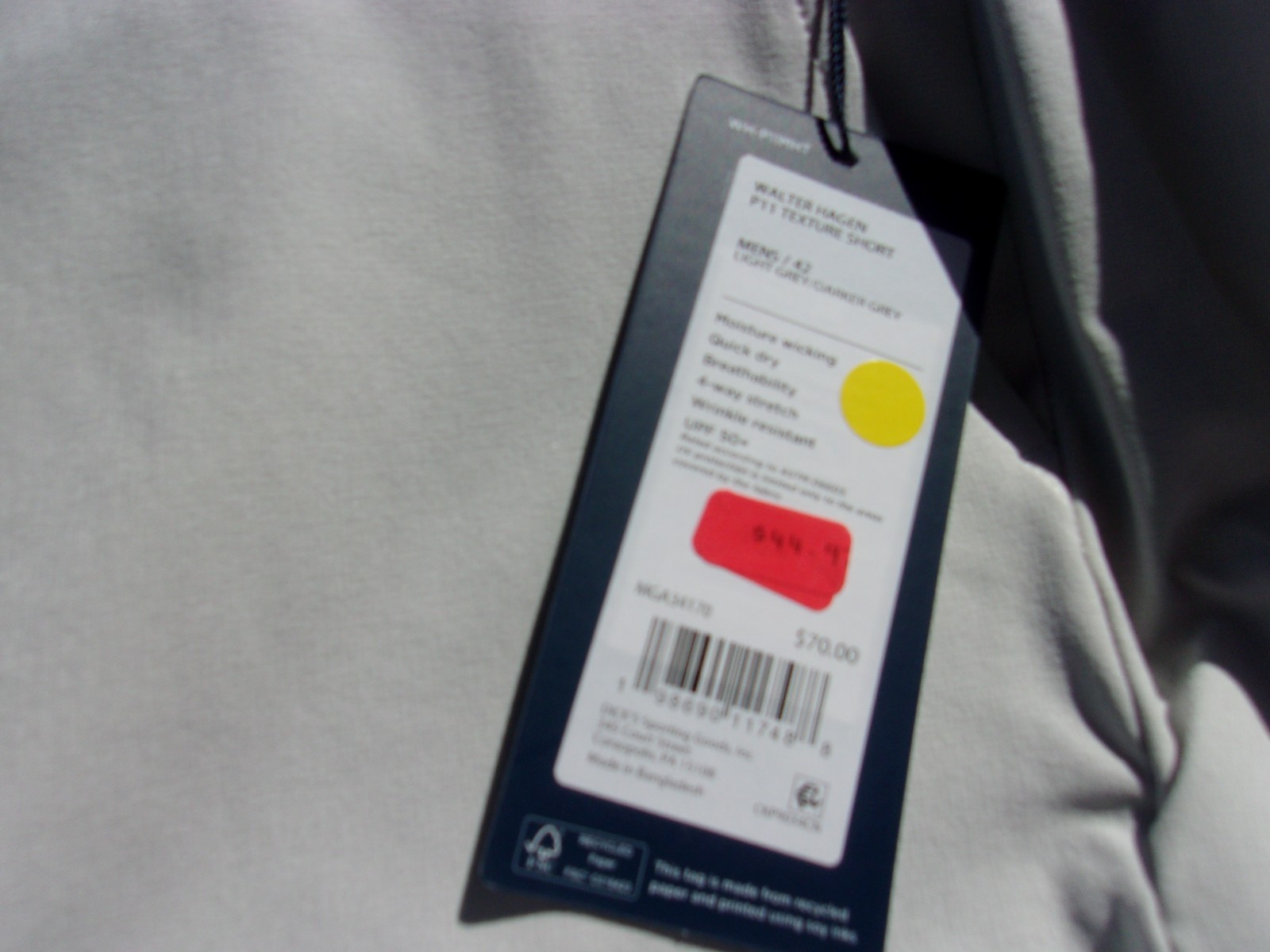 NWT Walter Hagen Golf shorts, mens 38, 40, 42, 9 in. ins., $70, light gray, poly