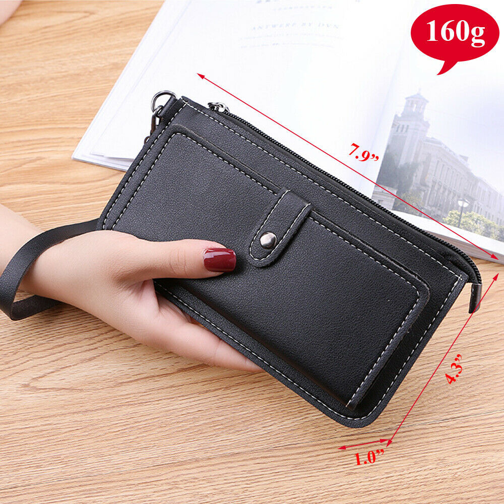 Women Leather Clutch Wallet Fashion Zip Long Purse Card Holder Phone Handbag