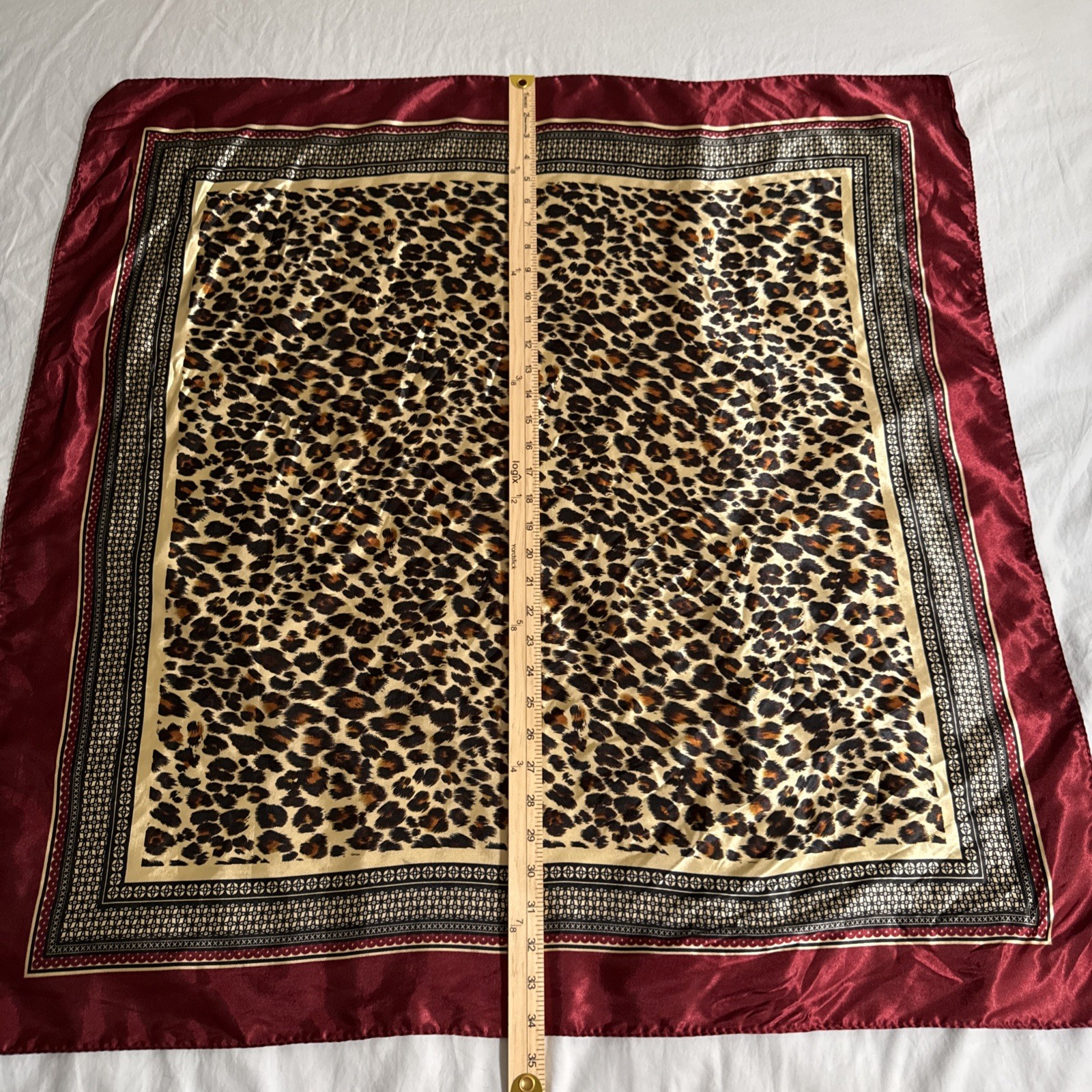 Satin Scarf Silk Feel Neckerchief Head Wrap Bandanna XXL 34in X 34in Cheetah