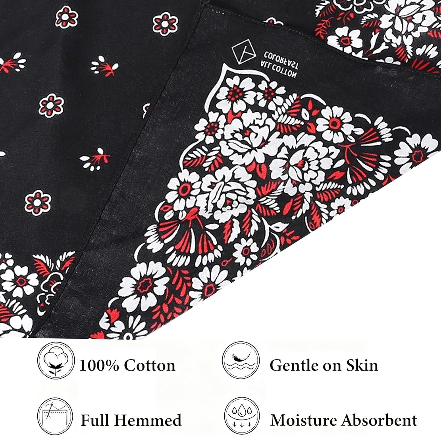 100% Cotton Bandanas for Men and Women，Paisley and Designer Bandana ，22 x 22