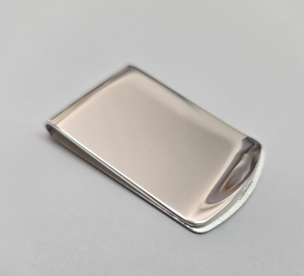 Sterling Silver Money Clip Plain Wide Closed Back Made in Italy 1 X 1 3/4 inch