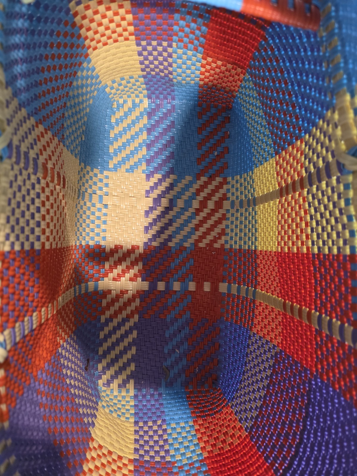 Handmade Woven Multicolor Tote Bag With Wrapped Handles