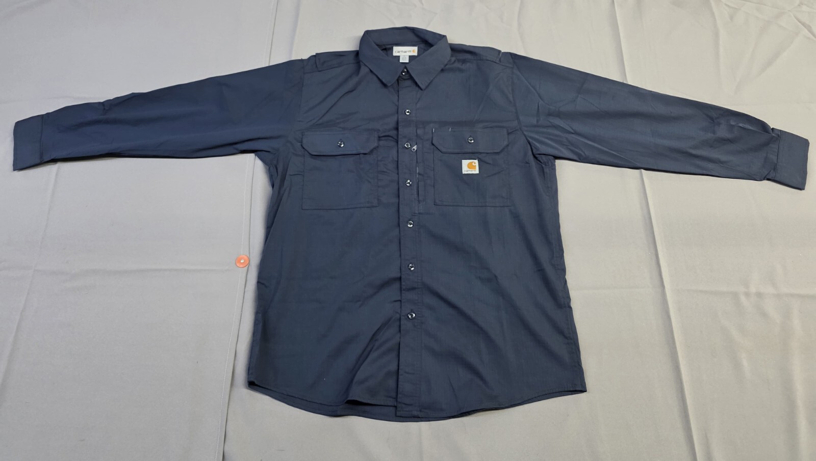 Carhartt Mens Long-Sleeve Button-Down Work Shirt, Navy