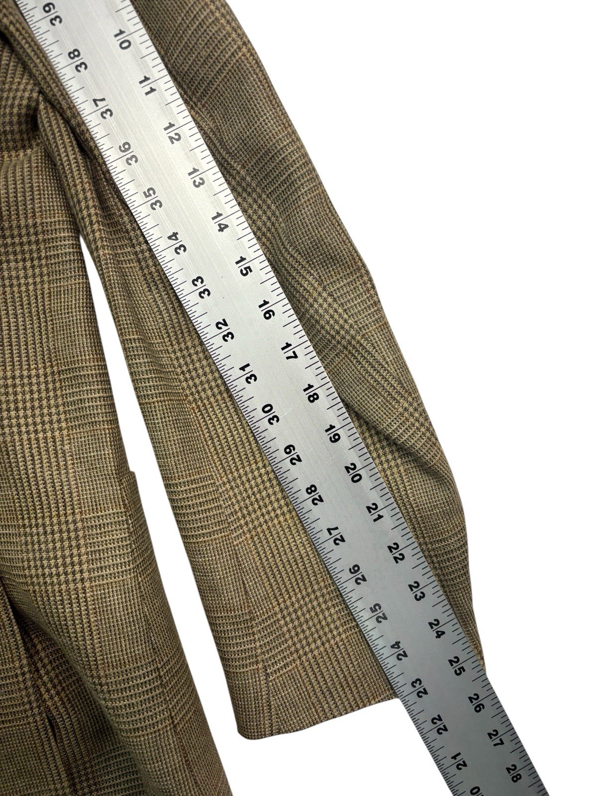 Byron British Style 50R USA 40R Tan Glen Plaid Blazer Jacket Silk Linen Wool