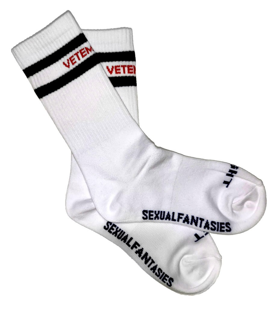 3-Pack VETEMENTS Sexual Fantasies Men’s Socks – White – One Size – Free Shipping