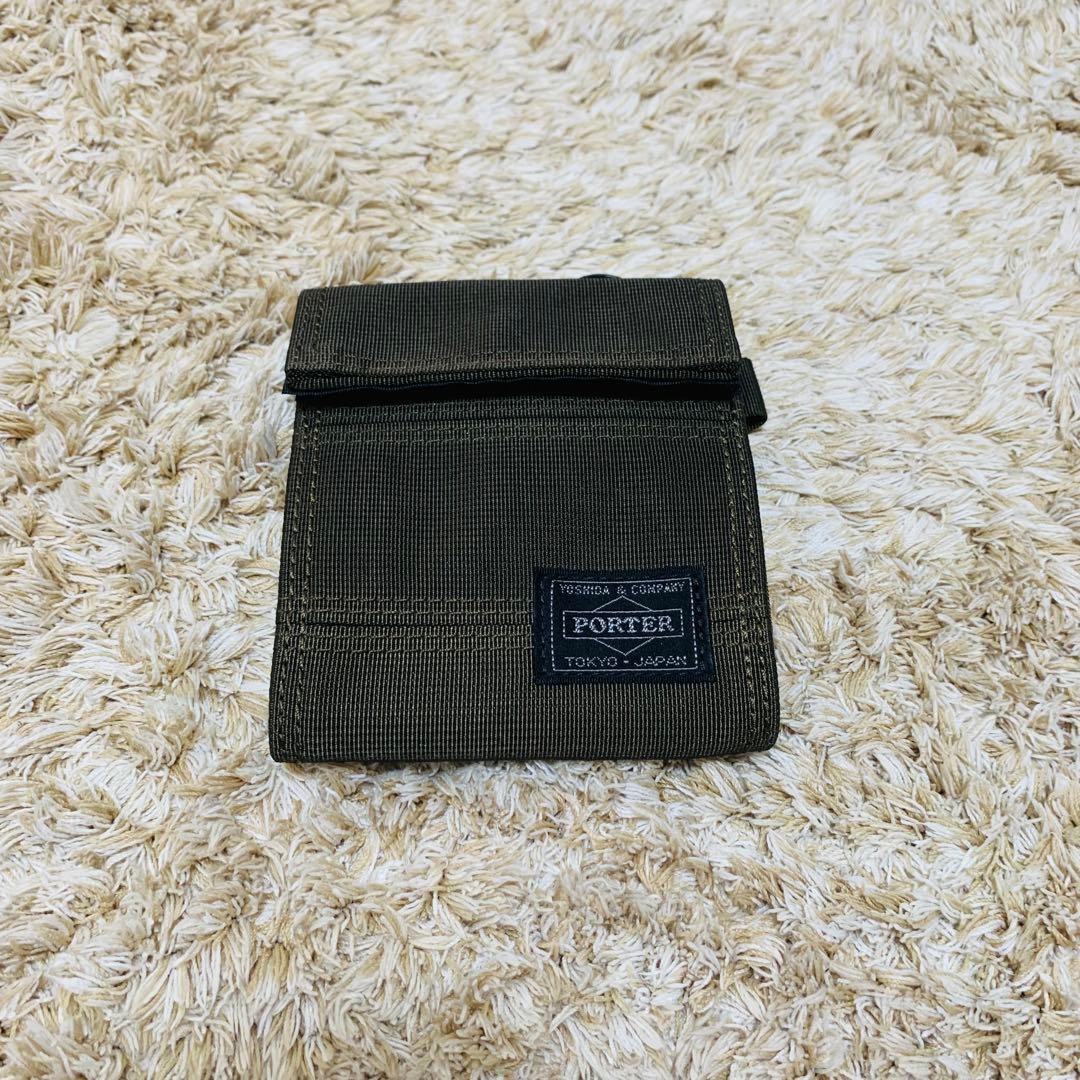 Porter Capsule Khaki Bifold Wallet Mini Compact Used Perfect Condition