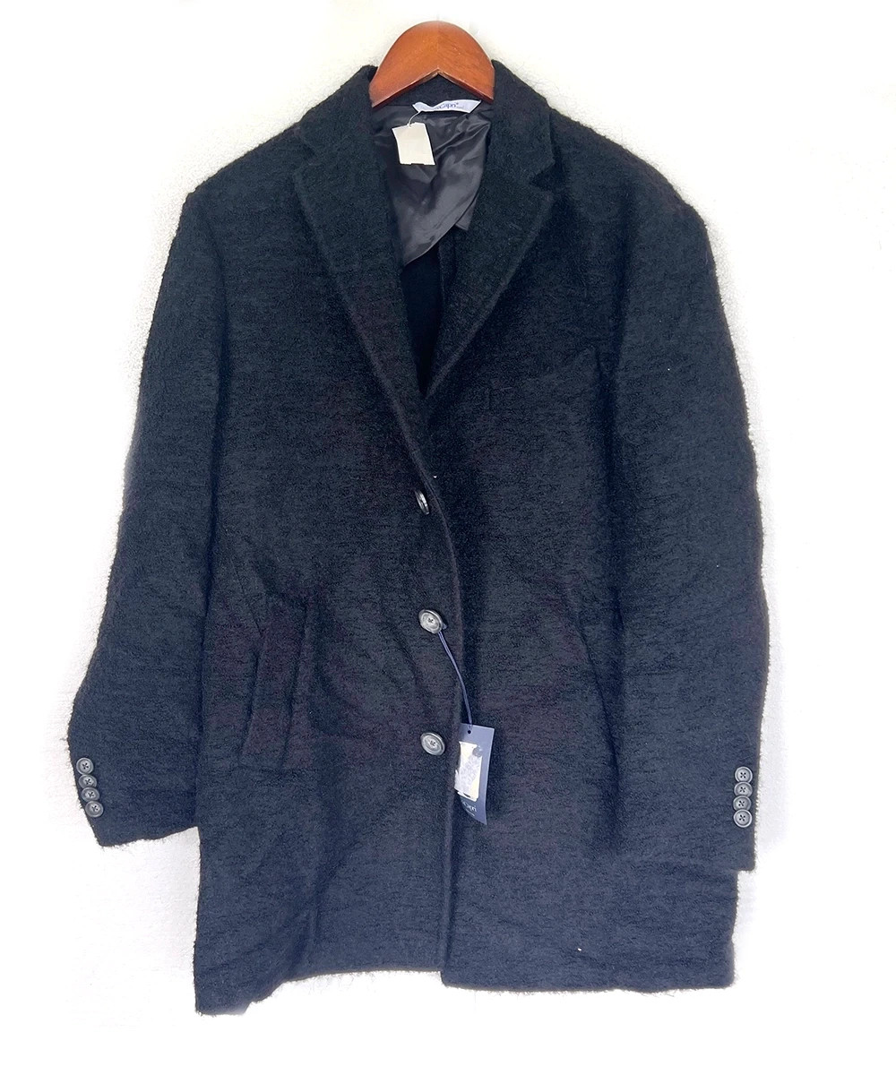 Gi Capri Napoli Men’s Wool Topcoat in Black, M