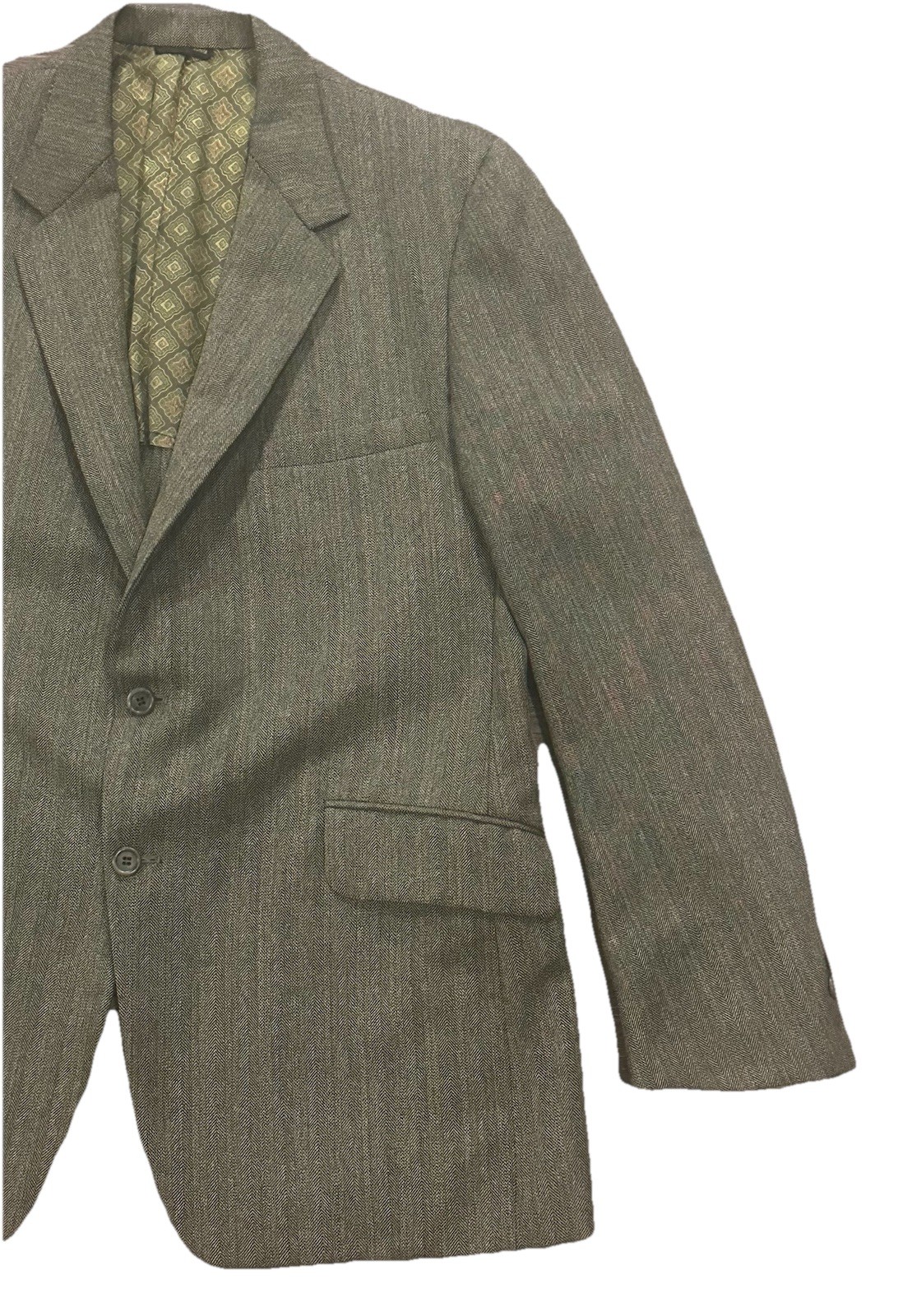 1960s/70s Robert Hall 3 Piece Vintage Suit Sage Green Reversible Vest Size 40R
