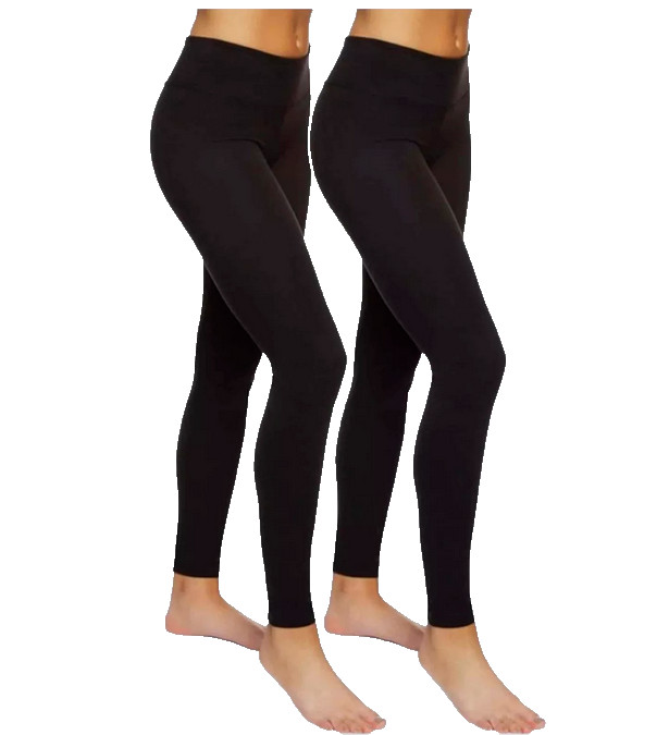 Felina Athletic Leggings 2-Pack Ultra-Soft & Durable Sueded (BLACK,MEDIUM) NWOT