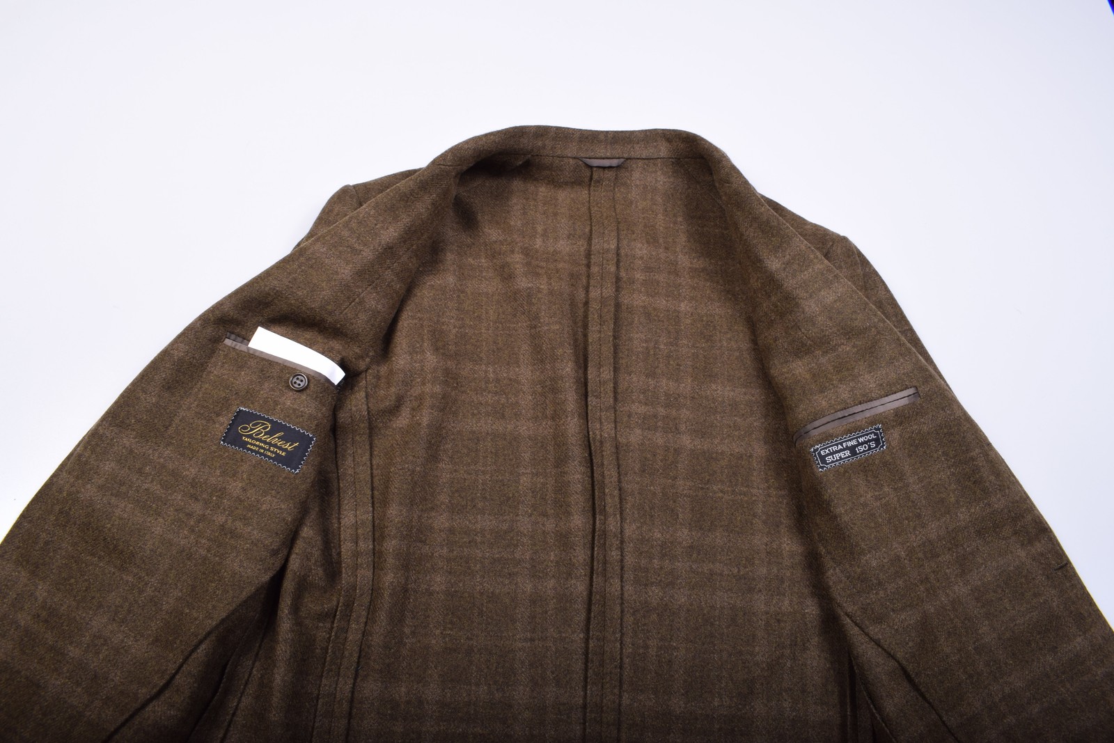 NEW Belvest Green/Brown Plaid Flannel Casual Jacket Wool Unlined Sportcoat 40 R