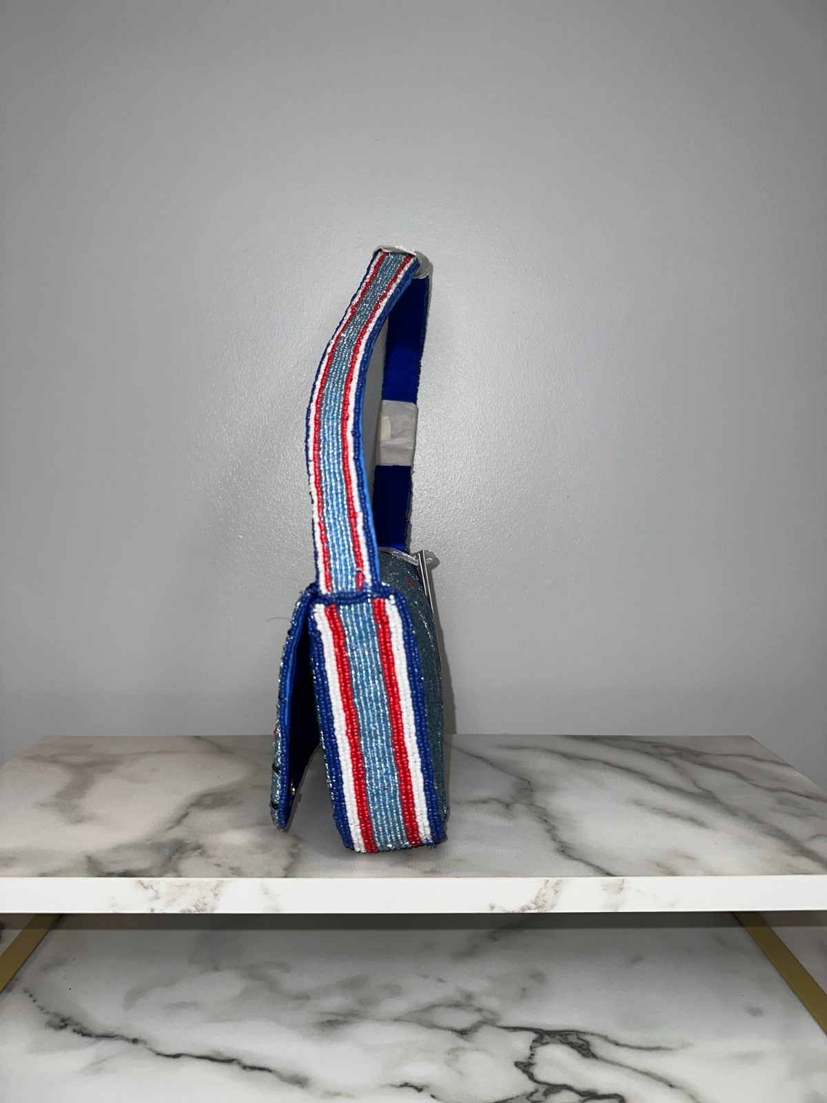 Sailboat Patriot Beaded Bag – Red, White and Blue