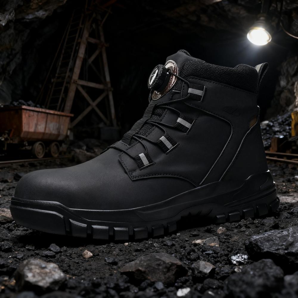 Waterproof Safety Boots Men Rotary Buckle Indestructible Steel Toe Work Boots