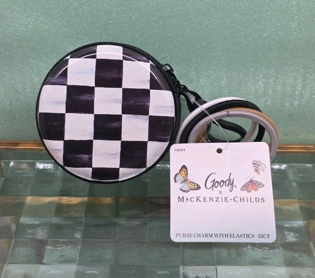NEW Goody x MacKenzie Childs Courtly Check Purse Charm Elastics 15 CT Whimsical