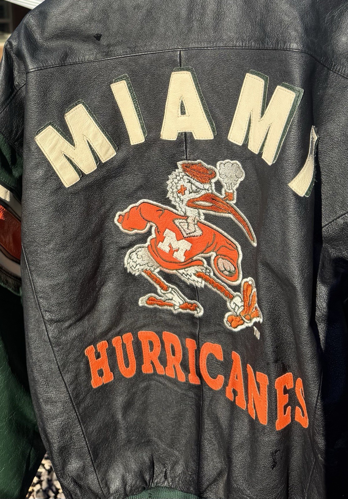 Vintage Miami Hurricanes Leather Bomber Jacket Size M