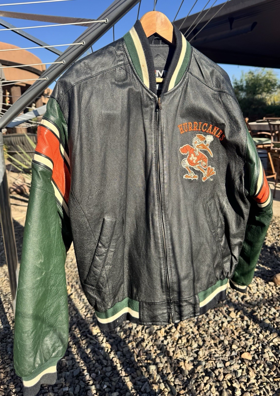 Vintage Miami Hurricanes Leather Bomber Jacket Size M