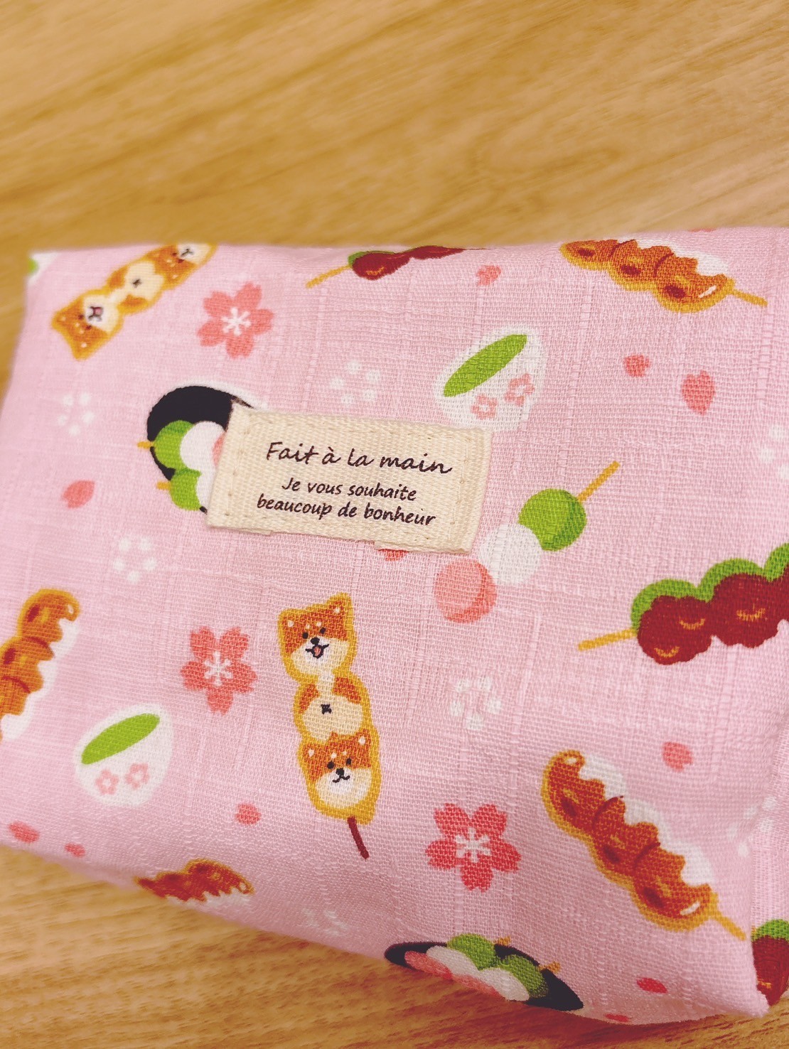 Shiba Inu Zipper Pouch – Handmade Cotton Dango Sakura Small Bag Made in Japan