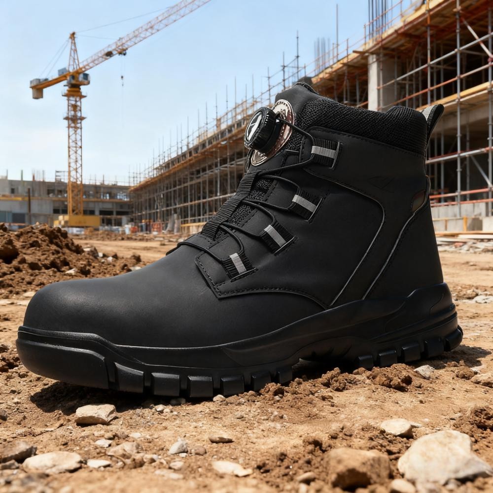 Waterproof Safety Boots Men Rotary Buckle Indestructible Steel Toe Work Boots